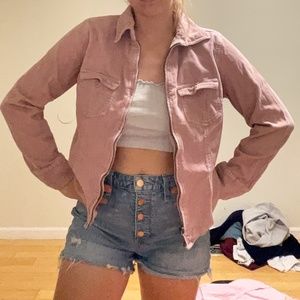 pink corduroy zip up jacket